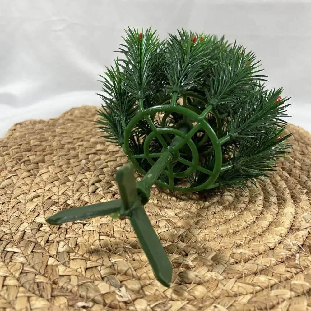 Vintage Mid Century Table Decoration SMALL Christmas Tree RED TIP BERRY 12” Mini